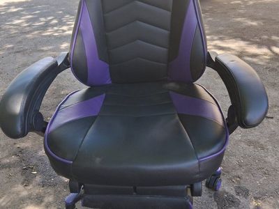 Respawn Ergonomic Black & Purple Gaming Chair with Lumbar Support & Footrest