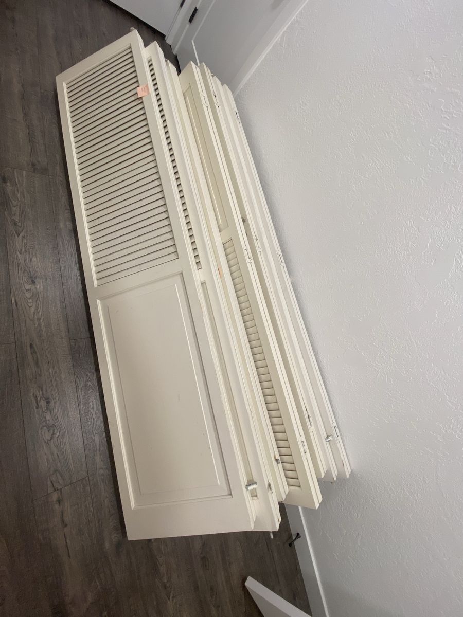 Wood Bifold Louvered Closet Doors - Two 72" Sets, One 60" Set
