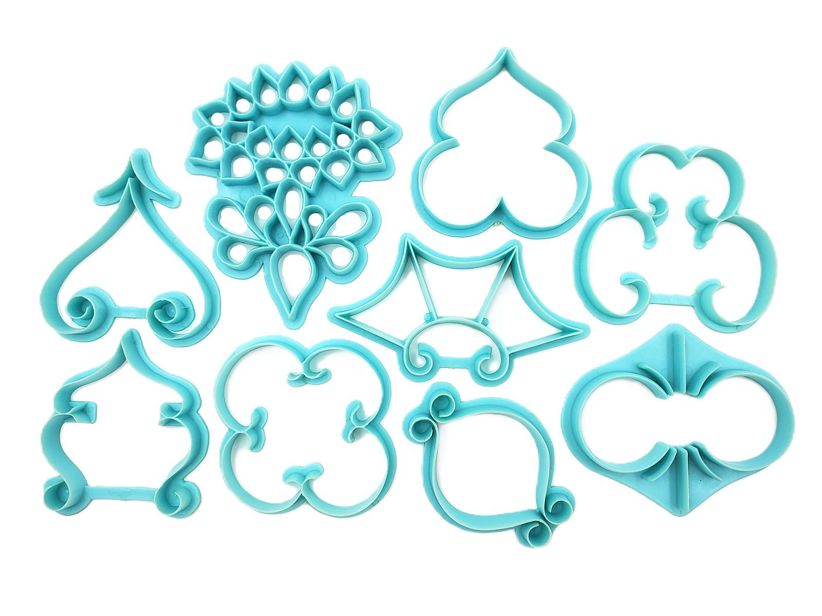 Vintage “Wilton” Ornamental Cake Pattern Press Set – 9 Piece