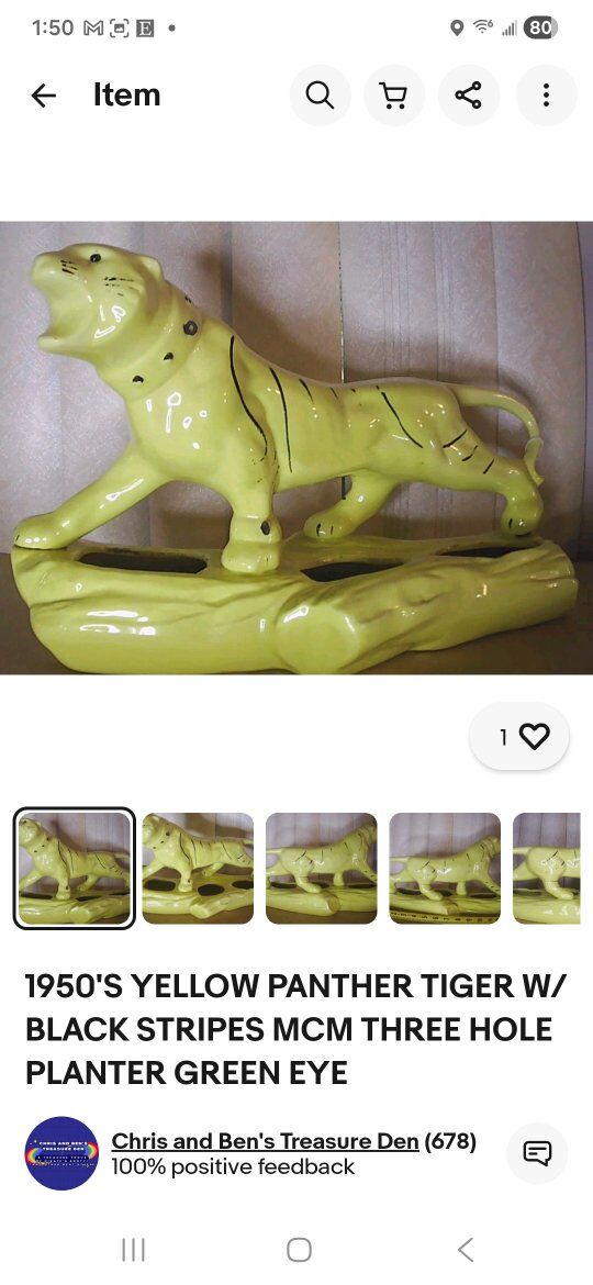 1950'S YELLOW PANTHER TIGER W/ BLACK STRIPES MCM