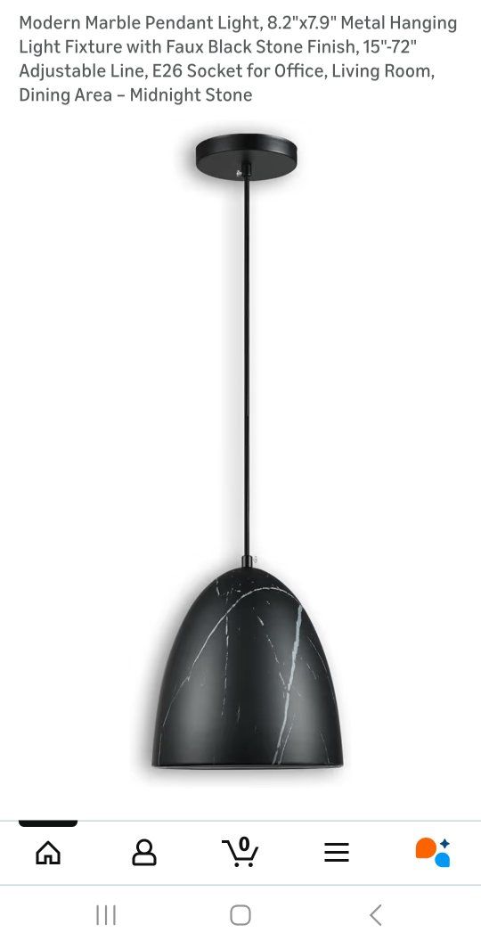 Modern Marble Pendant Light Midnight Stone