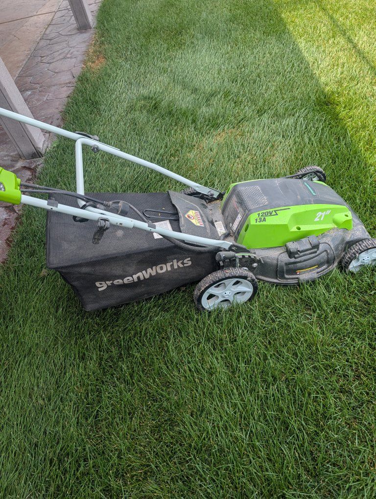 Greenworks 21" 13-Amp 120V Corded Electric Lawn Mower with Rear Grass Catcher Bag
