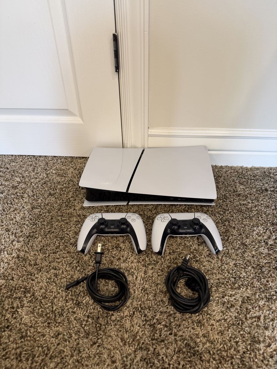 Sony PlayStation 5 PS5 digital Console with 2 DualSense Controllers & Cables - Excellent Condition