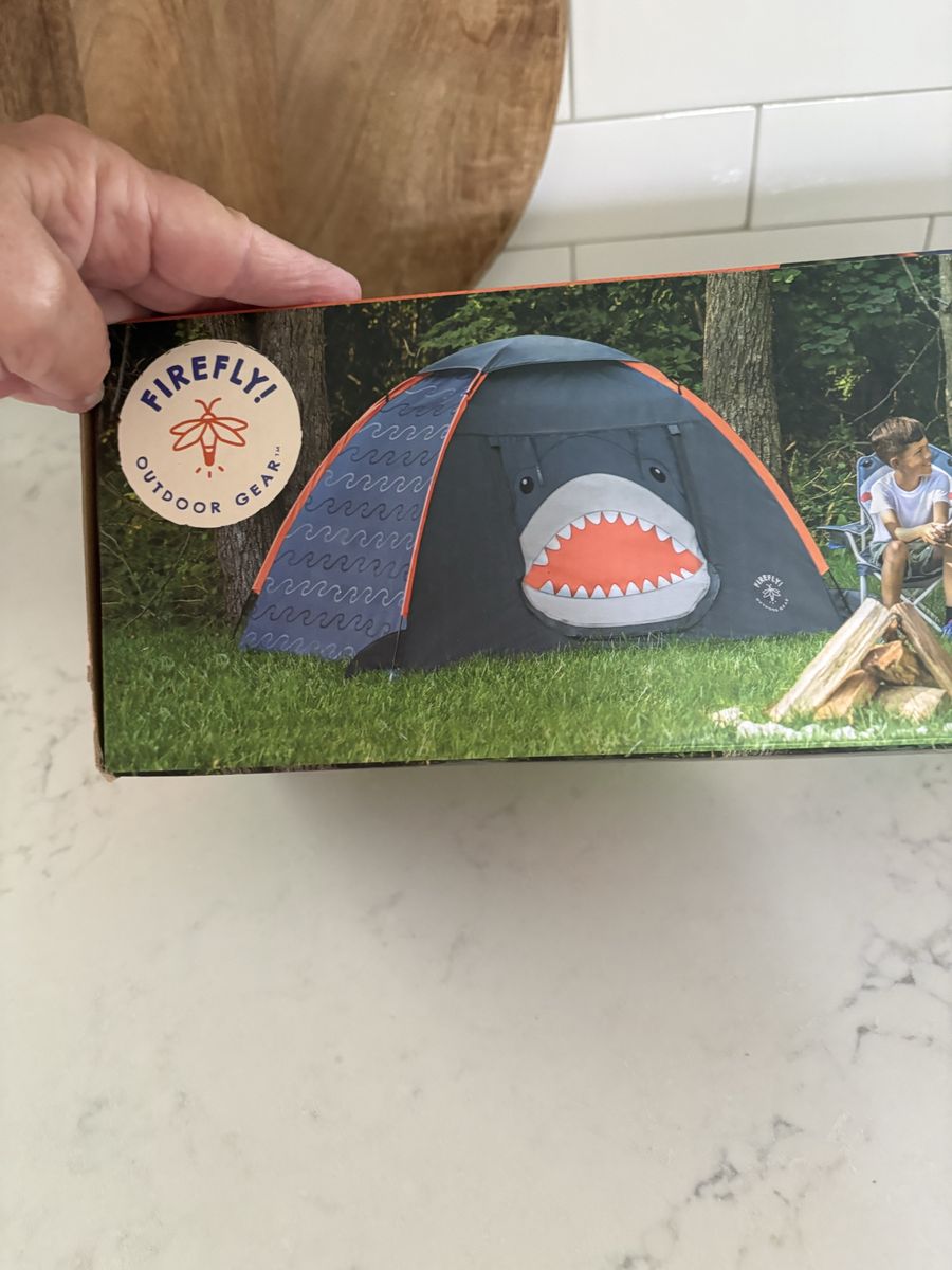 Firefly! Outdoor Gear Finn the Shark Kid's Camping Tent - 2 Person, 72"x48"x44" Navy/Orange/Gray