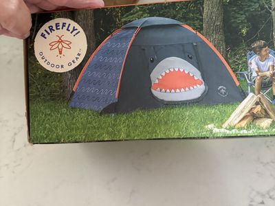 Firefly! Outdoor Gear Finn the Shark Kid's Camping Tent - 2 Person, 72"x48"x44" Navy/Orange/Gray