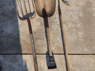 Antique Shovel, Crook, and Pitchfork