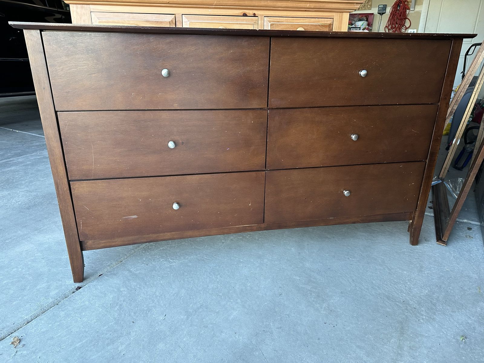 Dark Wood Dresser with attached Mirror