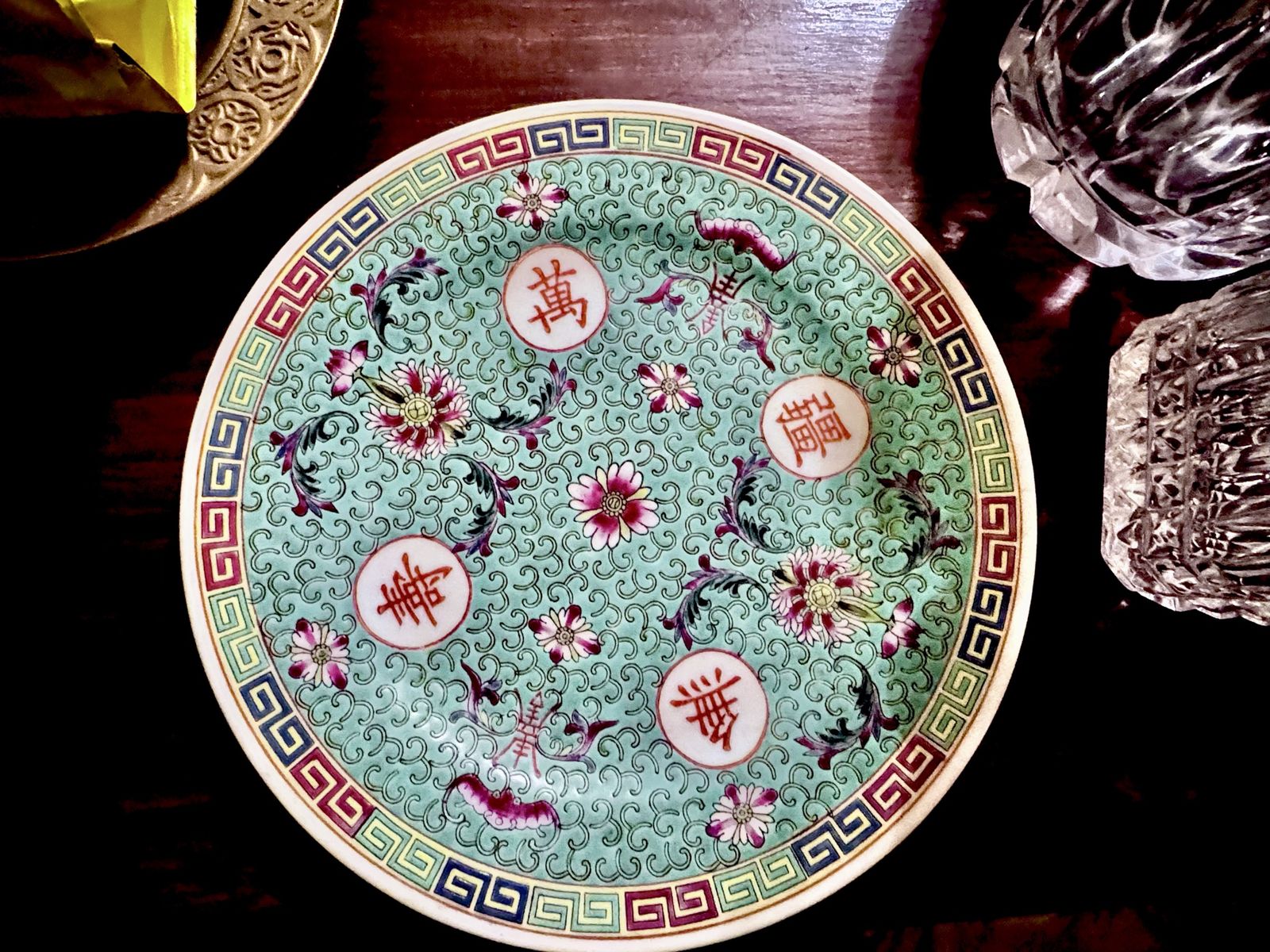 Massive 164-Pc Vintage Turquoise Chinese Mun Shou Porcelain Dinnerware Set - Complete Grand Banquet Service