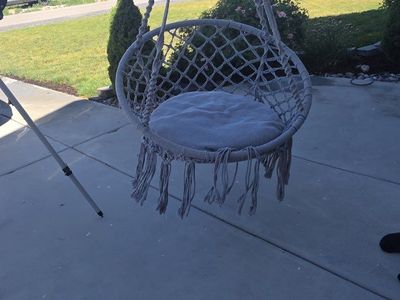 Macrame Hanging Swing Chair w/ Cushion - Outdoor/Indoor Hammock Boho Style