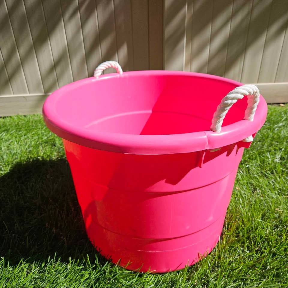 Giant Toy Bucket (16" tall, 21" wide at top) - pink