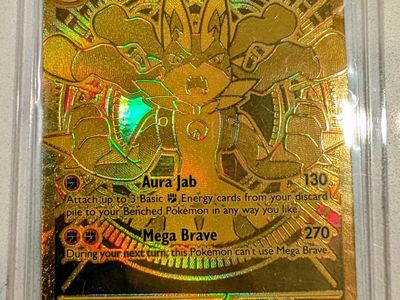 Pokemon Gold Card Mega Lucario EX 188/132 340 HP - Collectible Trading Card Game