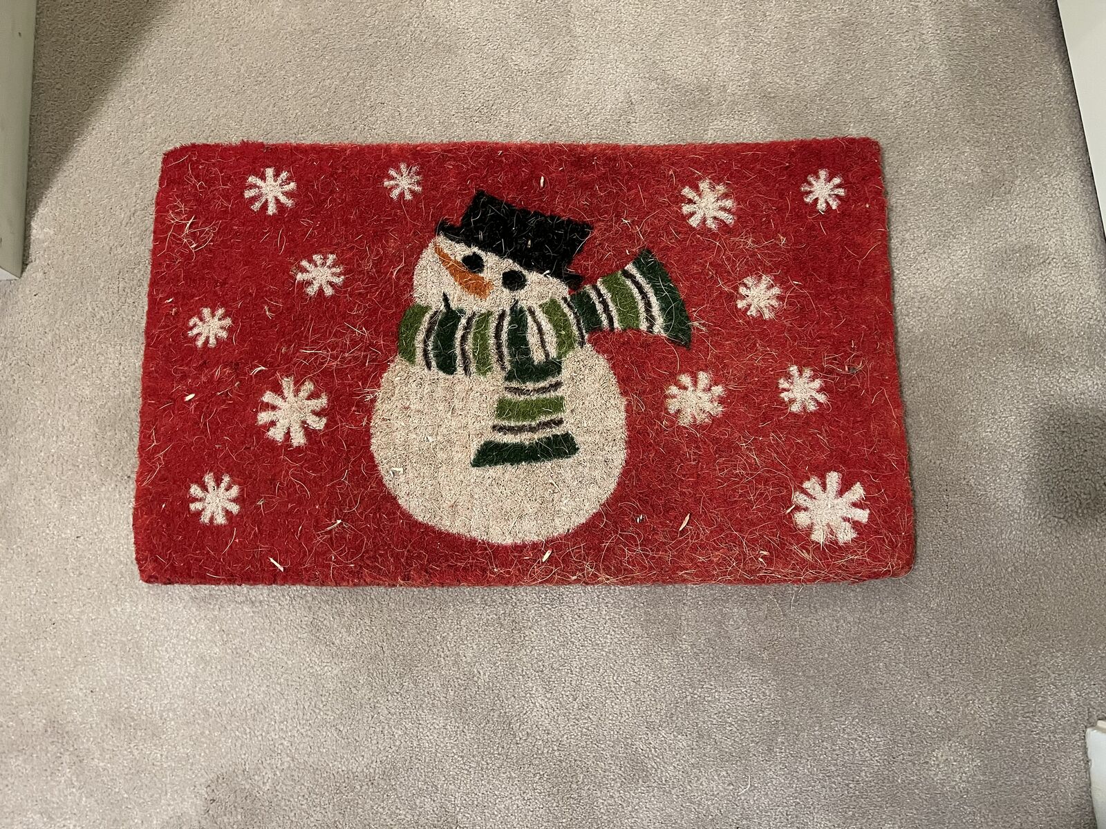 Snowman Rattan Doormat