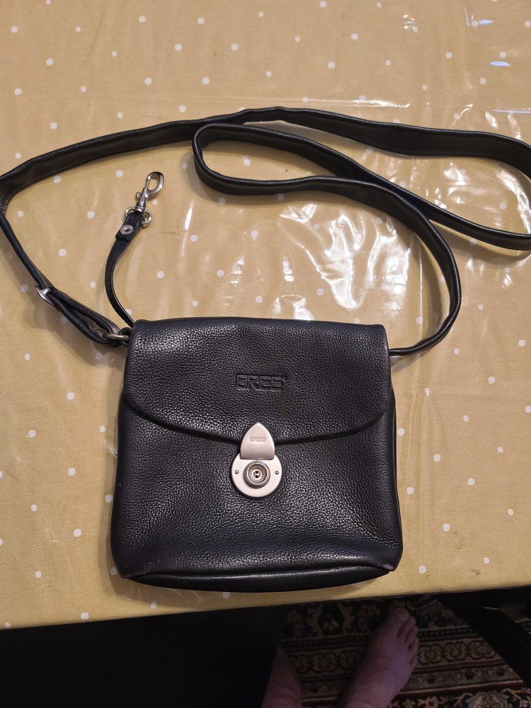 Bree Black Leather Crossbody Bag with Flap Closure