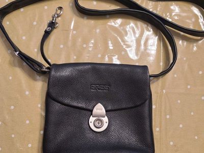 Bree Black Leather Crossbody Bag with Flap Closure