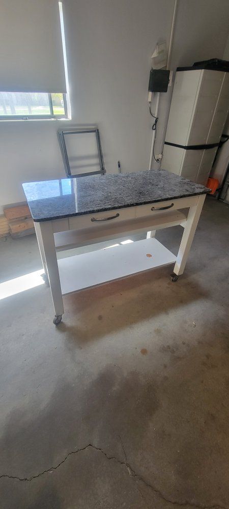 Rolling Kitchen Island Cart with Granite Top, Drawers, and Storage Shelf - Versatile Utility