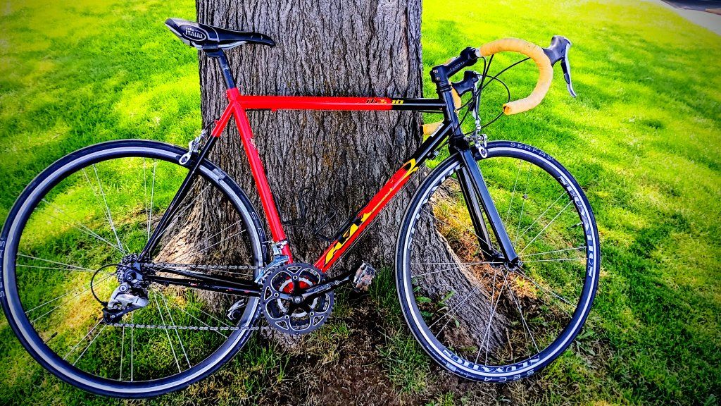 Lightweight KHS Flite 200 Road Bike - Red & Black, Carbon Fork