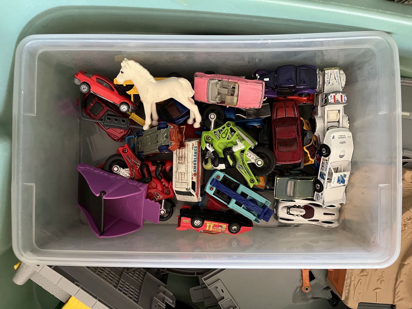 Toy cars and race track