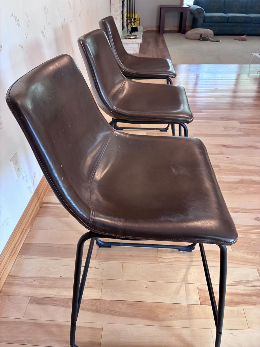 Estate Sale – Set of 3 Bar Height Leather Chairs