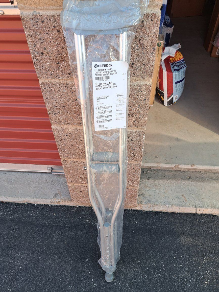 Breg Aluminum Push Button Crutches Adult 5ft 2in - 5ft 10in