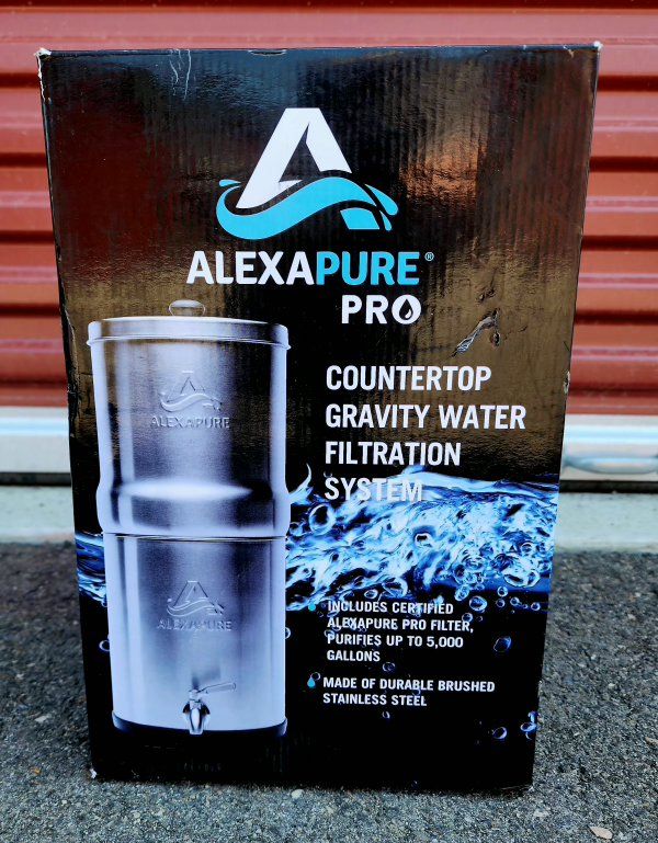 Alexapure Pro Countertop Gravity Water Filtration System Stainless Steel 2.25 Gal