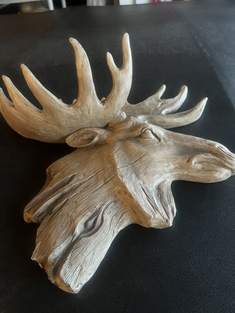 Moose Made artificially Like A Wood Carving