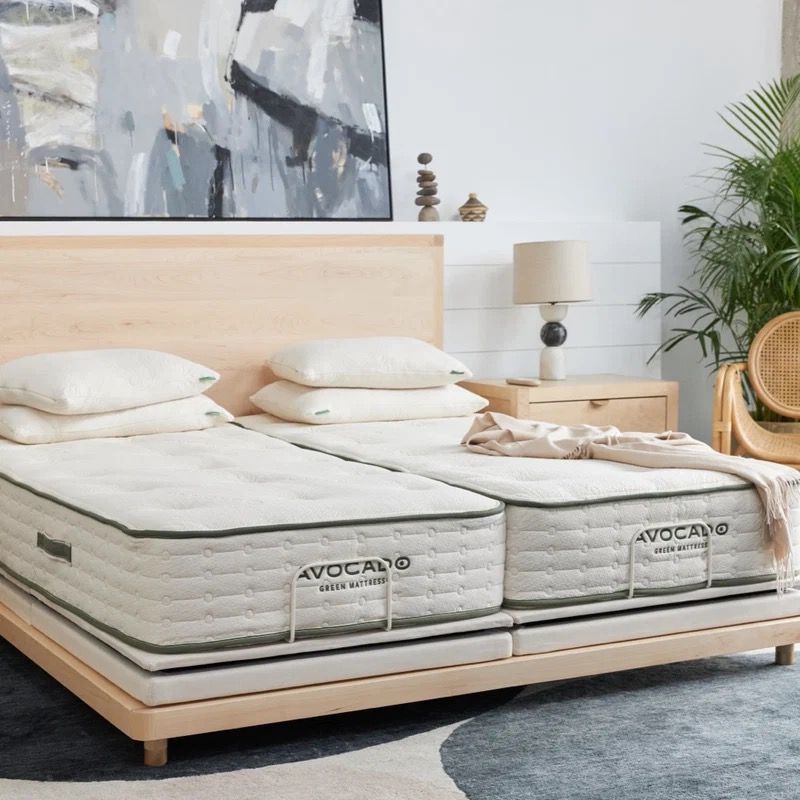 Organic Avocado Non Toxic LOW EMF ECO PLUS ADJUSTABLE BASE, 2 twin XL bases