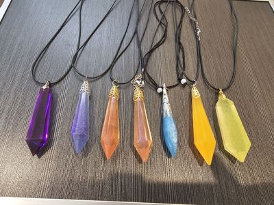 Lot of Assorted Crystal Stone Pendulum Necklaces on Black Cords