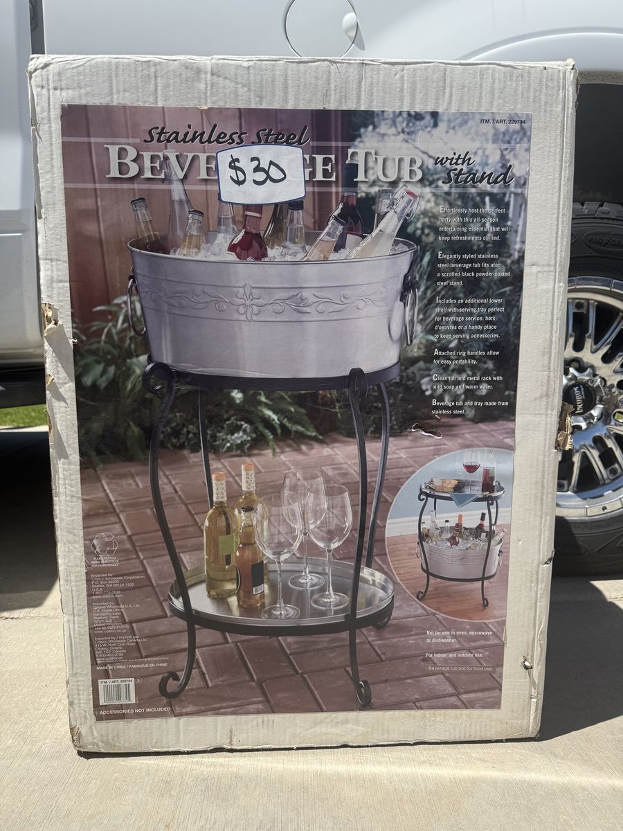 Stainless Steel Beverage Tub with Stand – Great for Parties & BBQs