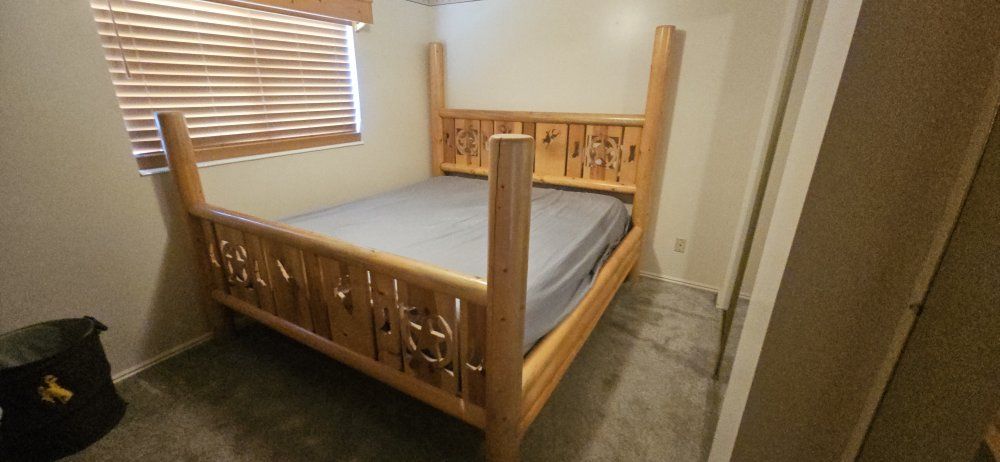 Rustic Log Bedroom Set - Bed Frame, Dresser & Matching Mirror