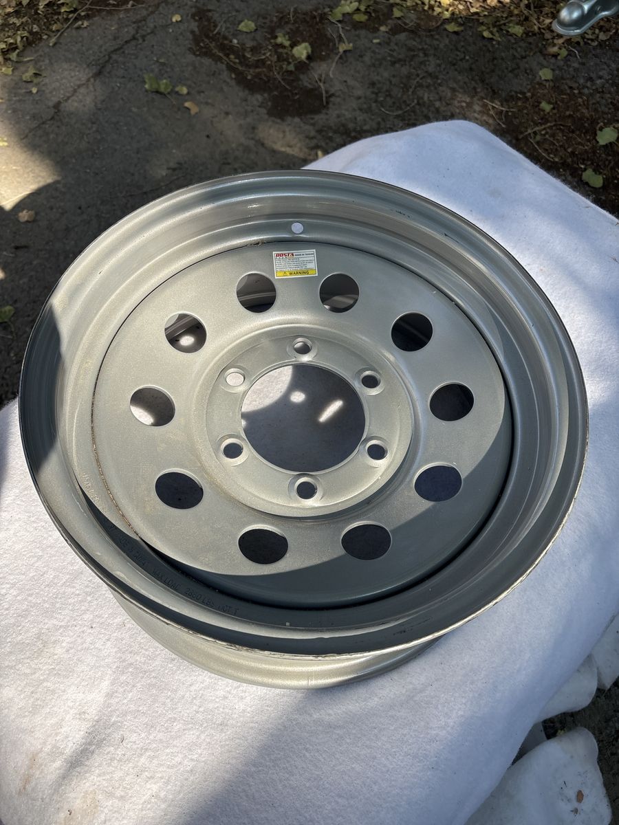 Silver Steel Trailer Wheel Rims 15x6 6 Lug 2860 lbs Max Load