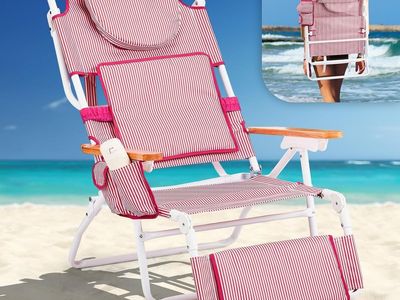 VINGLI Deluxe 3-in-1 Beach Chair / Tanning Lounge Chair (Pink)