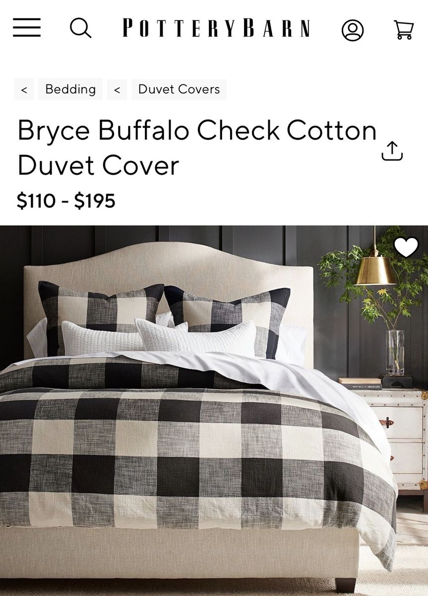NEW Pottery Barn King Duvet + Shams Buffalo Check