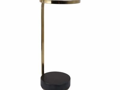 24" Draco Marble And Gold Finish Accent Table