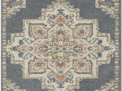 NEW 5x7 LUXE WEAVERS Southwestern Medallion Fringe Gray