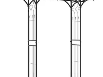HONEY JOY 82 in. x 78 in. Outdoor Metal Garden Arbor w/ Trellises for Climbing Plant Vine Rose