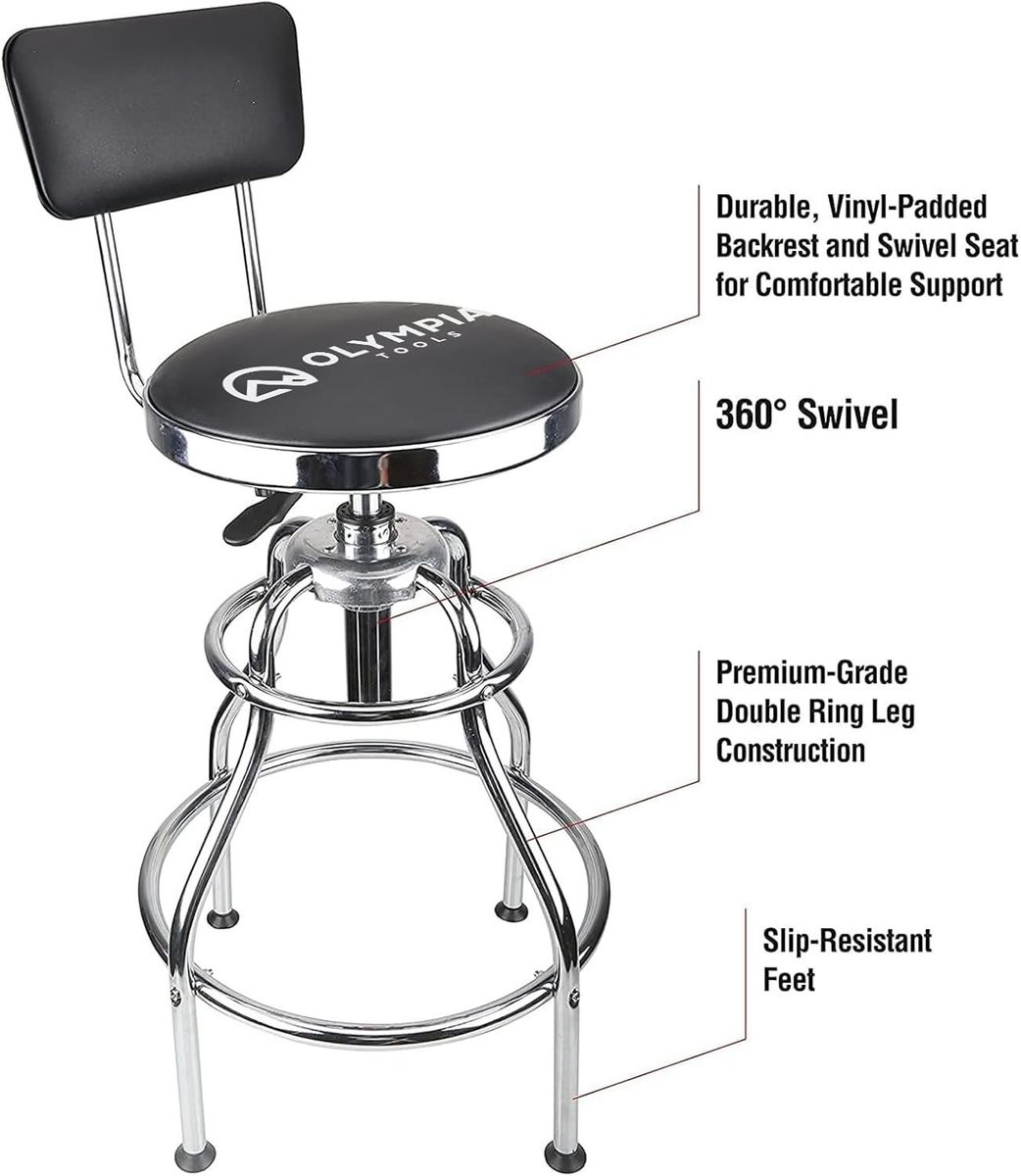 NEW!!! Olympia Tools 82-738 300lb Capacity 360-Degree Swivel Hydraulic Garage/Shop Stool