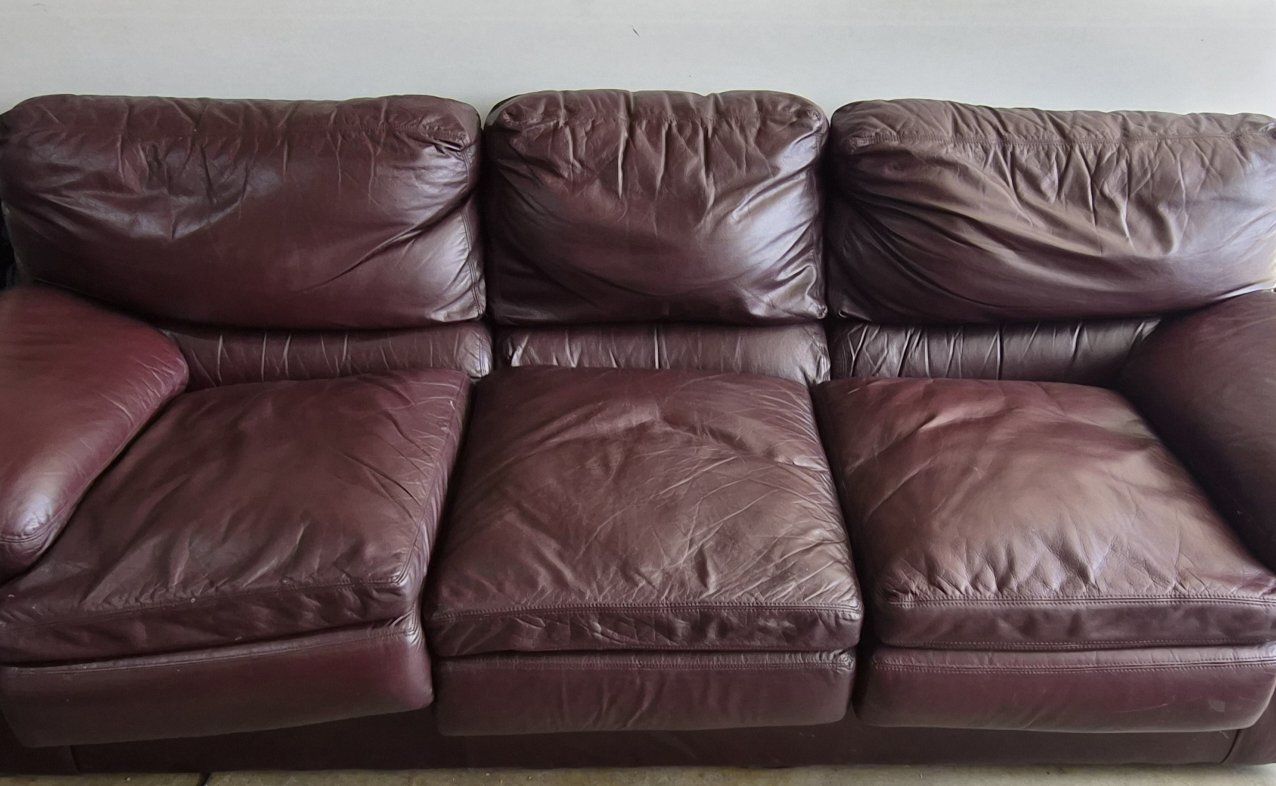 vinyl brown-red couch