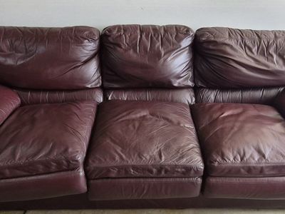 vinyl brown-red couch