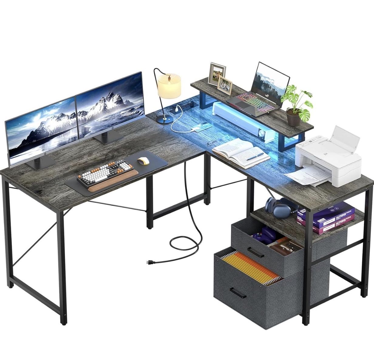 L Shaped Desk With Drawers