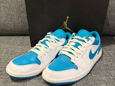 Air Jordan 1 Low White Celestial Gold Aquatone Men's Size 11 553558-174 Shoes