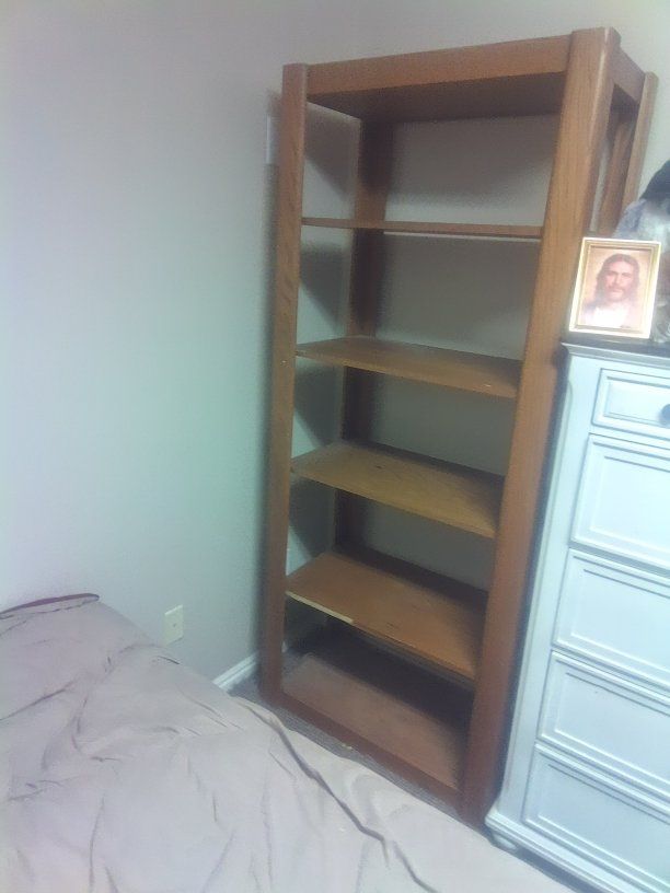 5 tier wooden bookshelf