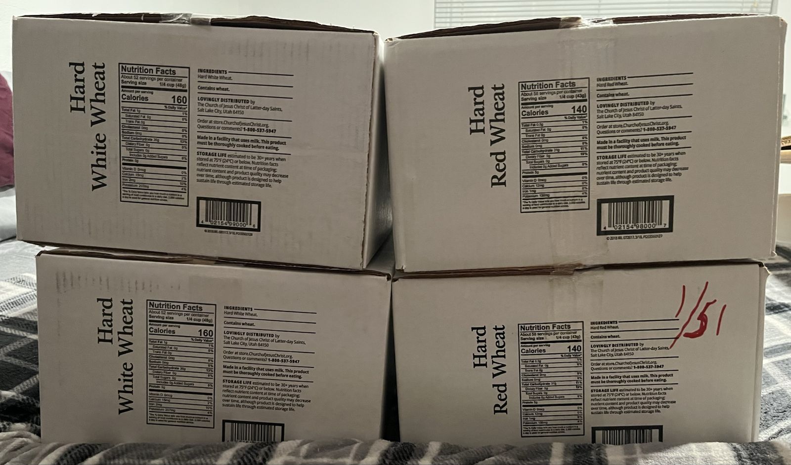 Reputation Food Hard White and Hard Red Wheat Emergency Food Storage cases-2 of each ...