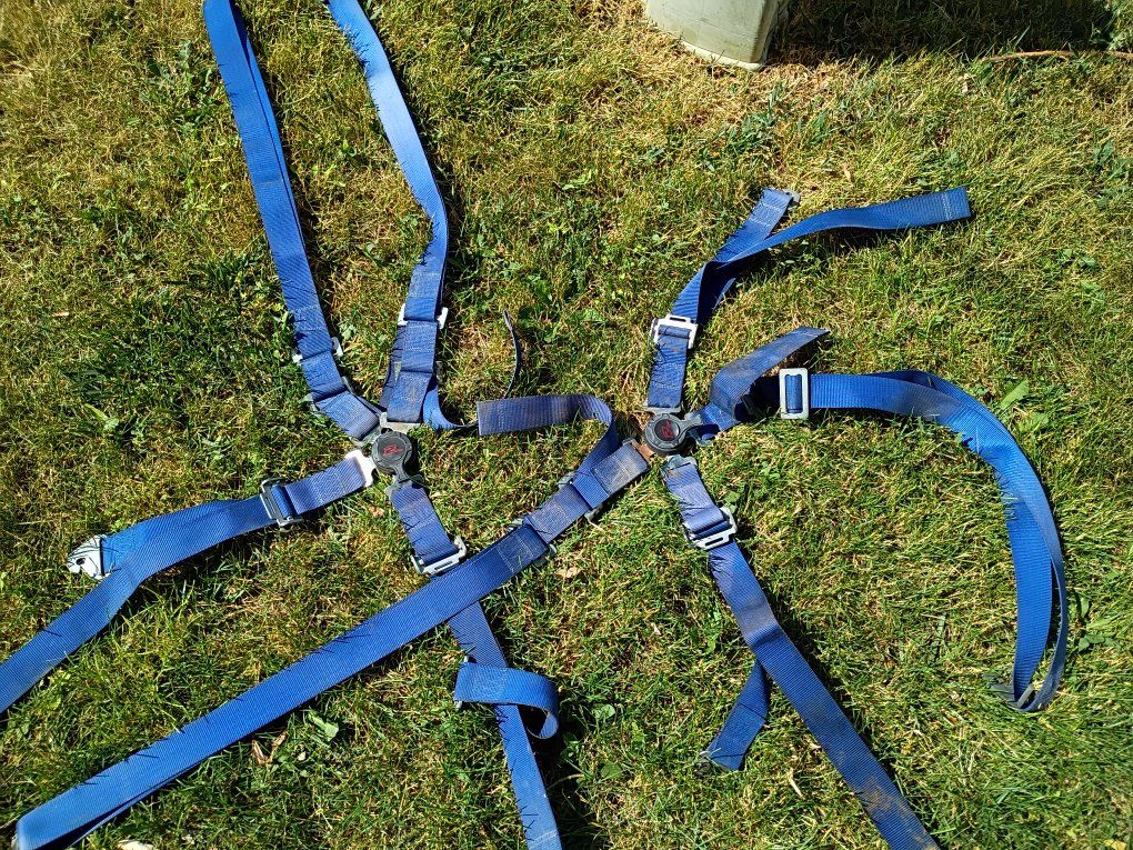 Pair of Blue 5-Point Racing Harnesses with Quick Release Buckle