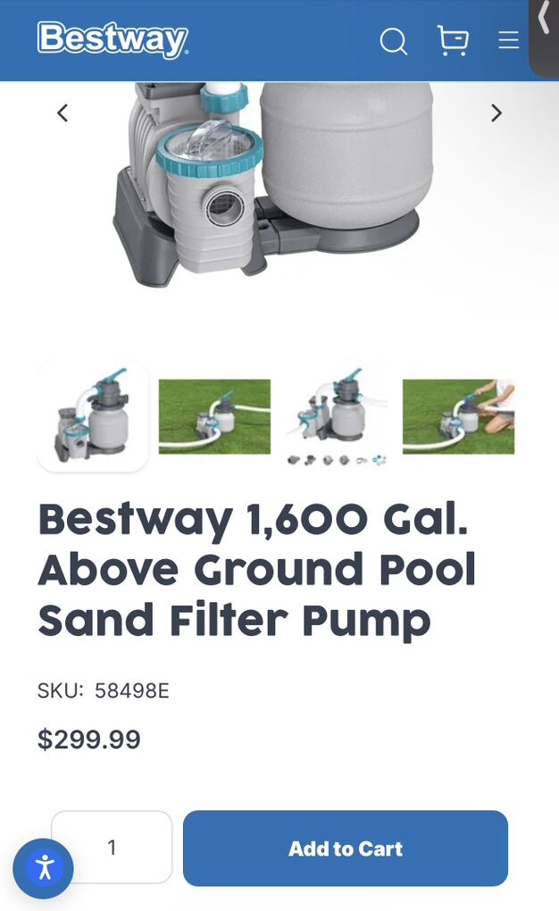 Bestway 1,600 Gal. Above Ground Pool Sand Filter