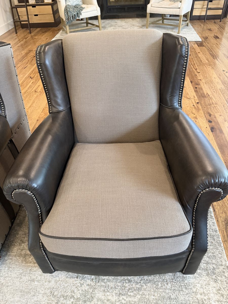 FlexSteel Leather and Fabric Armchairs - Set of 2