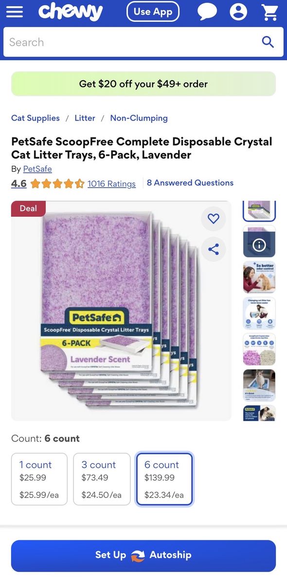 PetSafe ScoopFree Disposable Crystal Cat Litter Trays - Lavender Scent, 6-Pack