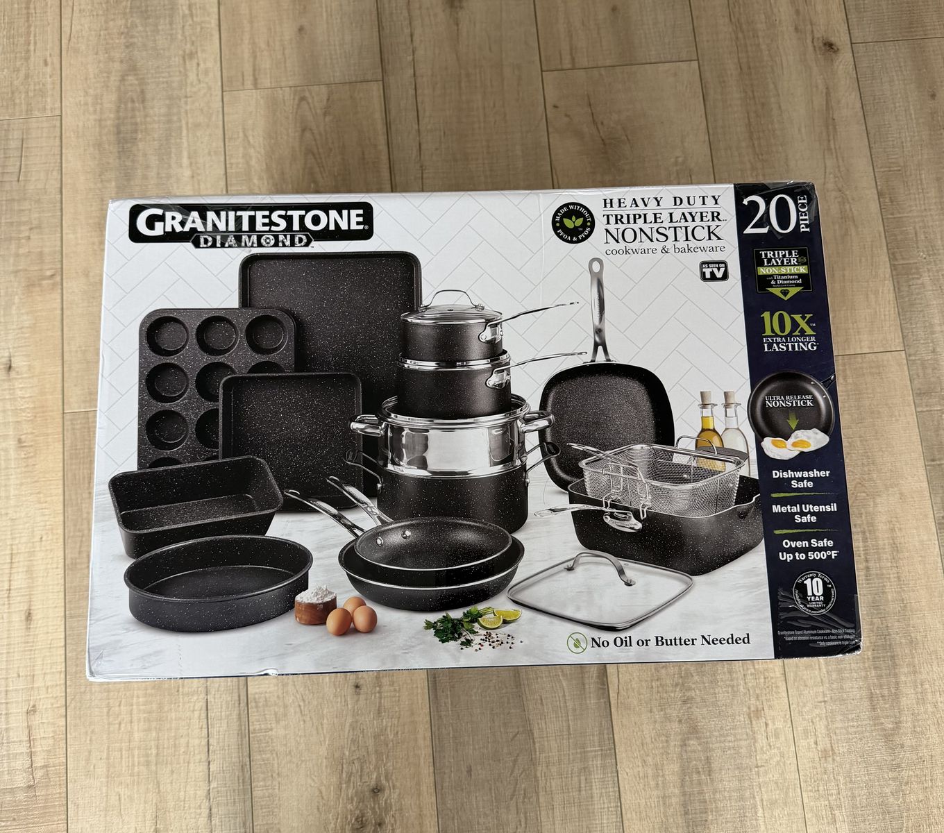 NEW! Non-stick granite-coated 20piece set