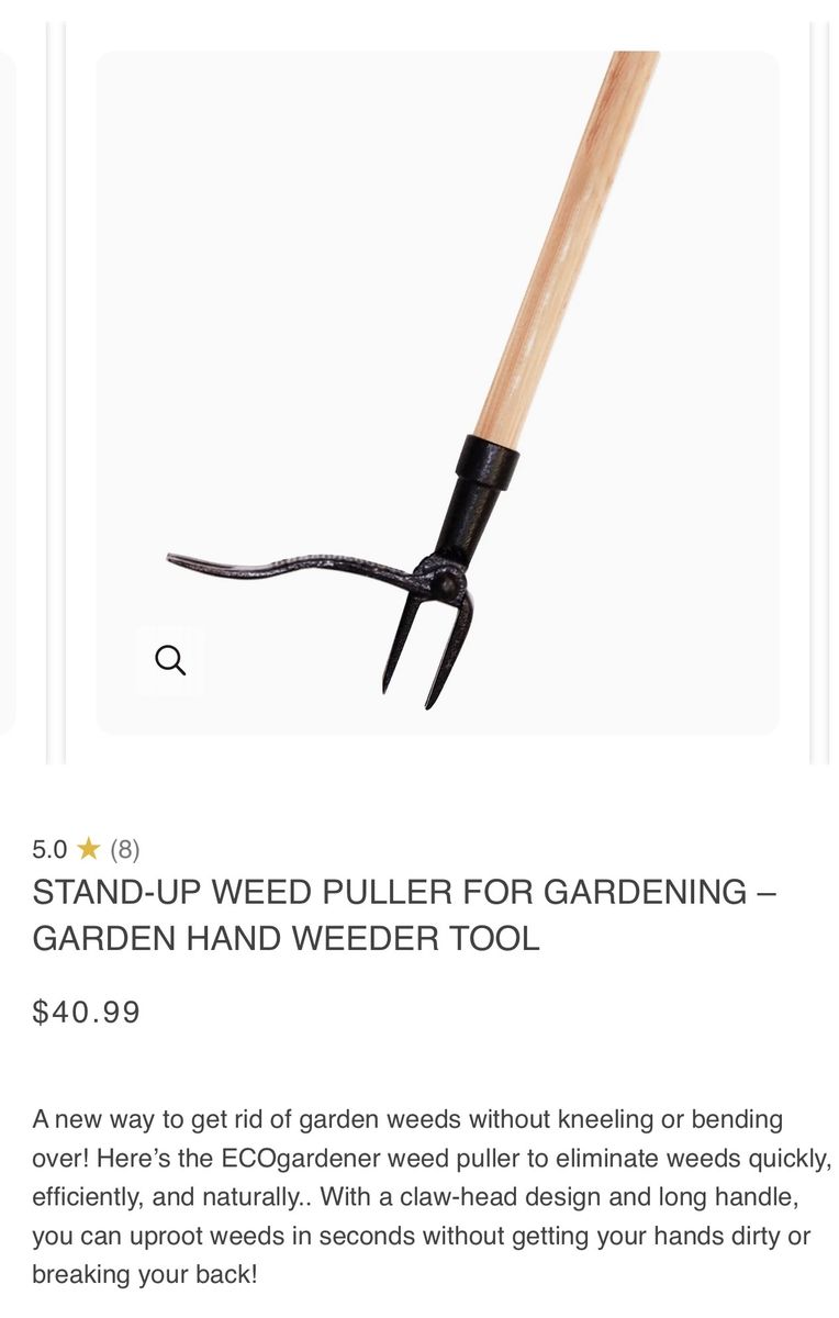 ECOgardener Stand-Up Weed Puller Tool with Long Wooden Handlent don’t bend down to pick a weed ever again 