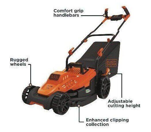Black+Decker Electric Mower 10 Amp 15" Bike Hook