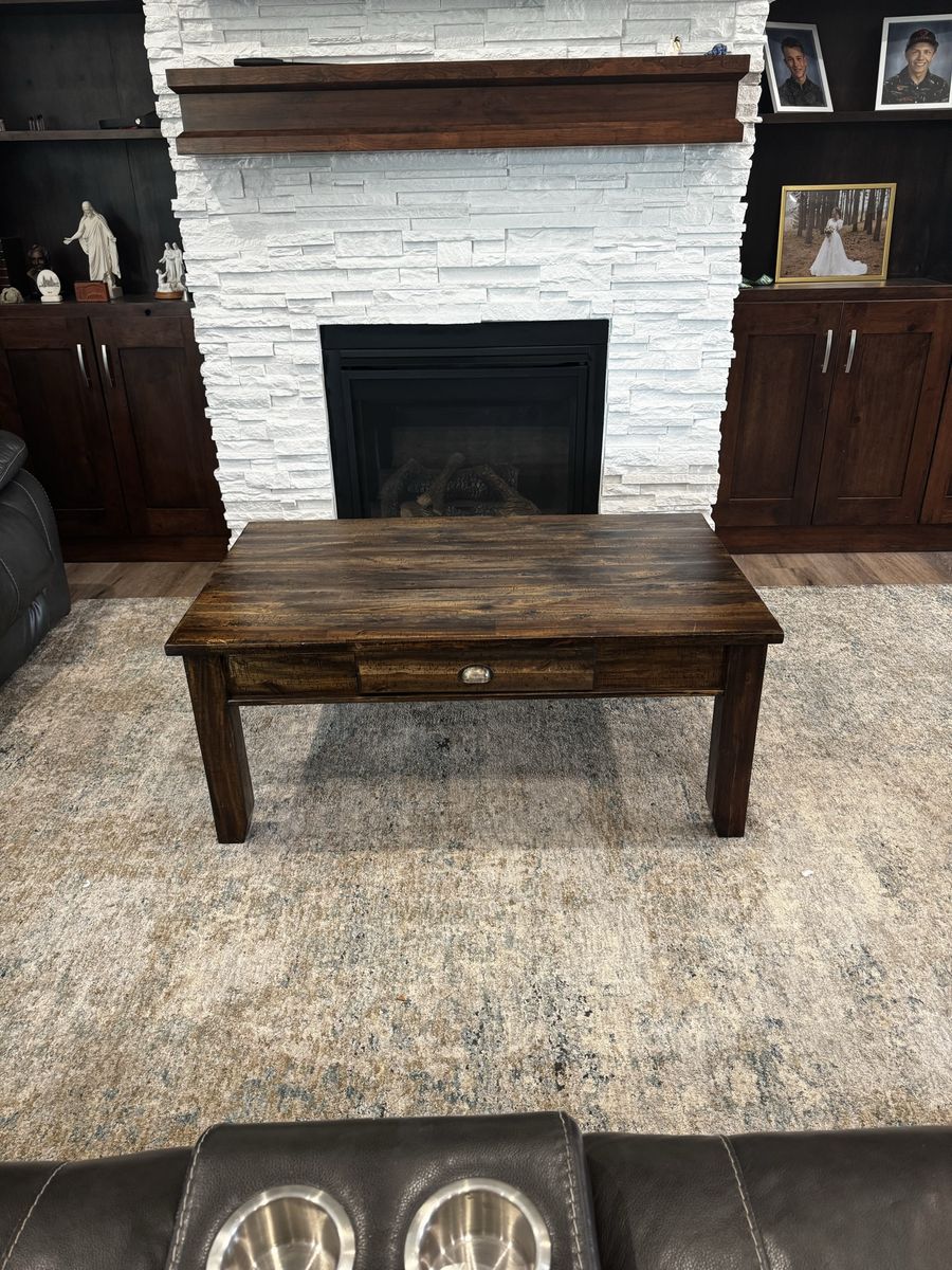 Rustic, solid wood, dark walnut coffee table
